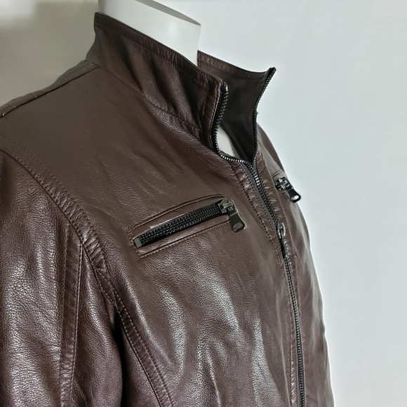 Pronto Uomo Mens Brown Leather Bomber Jacket Sz XL - Picture 4 of 8
